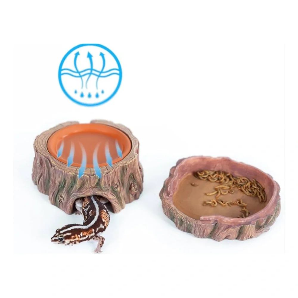 3-in-1 Reptile Hide Cave w/Detachable Base & Humidity Dish - 6.4 x 6 x 3.5” NIB